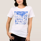 T-shirt En Tri-matière Aquarelle de Santorin personnalisée (Recto)