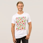 T-shirt En Tri-matière Aquarelle Fleurs roses Motif-69677 (Recto plein)
