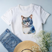 T-shirt En Tri-matière Aquarelle Gris Tabby Chat Personnalisé
