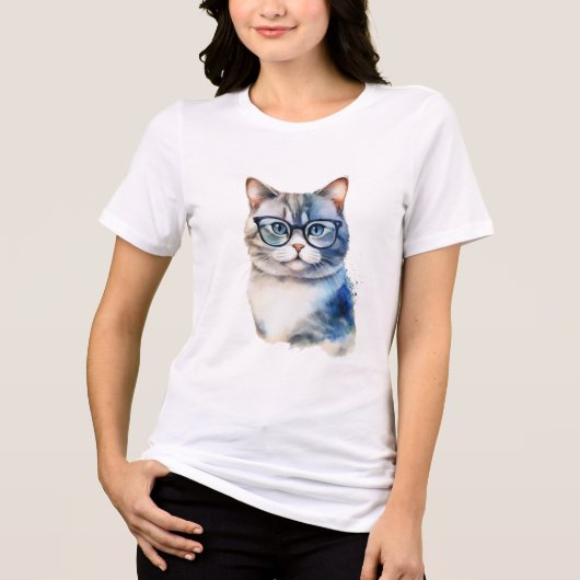 T-shirt En Tri-matière Aquarelle Gris Tabby Chat Personnalisé (Recto)