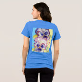 T-shirt En Tri-matière Aquarelle Pansy Motif sur bleu rose jaune (Verso intégral)