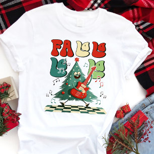 T-shirt En Tri-matière Arbre de Noël Fa La La Guitare Rétro