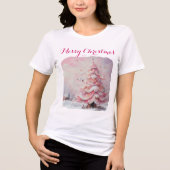 T-shirt En Tri-matière Arbre de Noël impressionniste Whimsical rose (Recto)