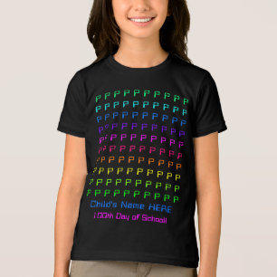 T-shirt En Tri-matière Arc-en-ciel personnalisé pour enfants, 100e jour d
