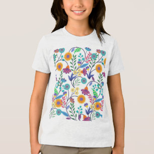 T-shirt En Tri-matière Arrière - plan floral exotique coloré Motif-23145