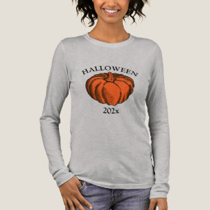 T-shirt En Tri-matière Art à l'encre de citrouille Halloween orange vinta
