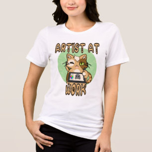 T-shirt En Tri-matière Art at work cute cat design