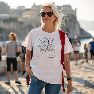 T-shirt En Tri-matière Art de la ligne d'enveloppes florales