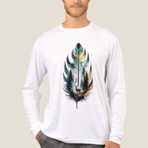 T-shirt En Tri-matière Art de la nature à l'aquarelle Cerf aux plumes de