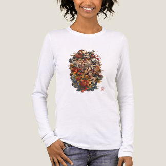 T-shirt En Tri-matière Art de squelette japonais | Crâne floral gothique