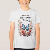 T-shirt En Tri-matière Art floral papillon bleu personnalisable-96279 (Recto)