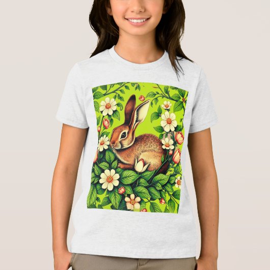 T-shirt En Tri-matière Art Nouveau Wild Rabbit and Flowers (Recto)