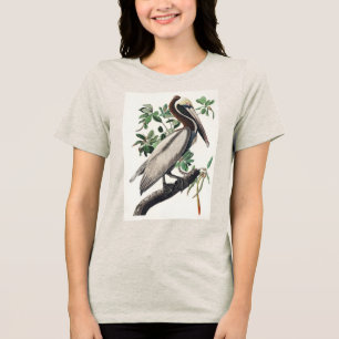 T-shirt En Tri-matière Art Vintage d'Oiseau Marin Côtier Pélican Brun d'A