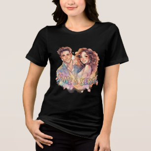 T-shirt En Tri-matière Artisti coloré vintage à main "JANE & SERGE"