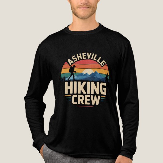 T-shirt En Tri-matière Asheville Randonnée Crew Retro Mountain Sunset Des (Recto)