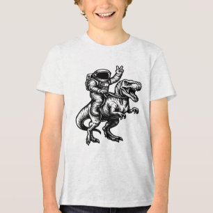 T-shirt En Tri-matière Astronaute chevauchant un T Rex