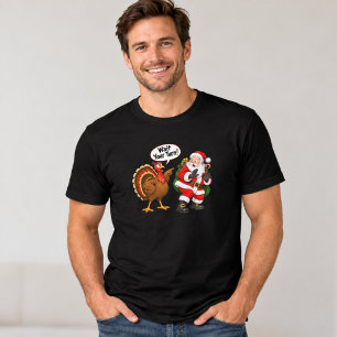 T-shirt En Tri-matière Attendez Votre Tour Père Noël – Dinde drôle de Tha