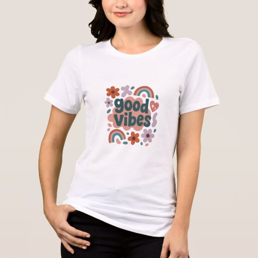 T-shirt En Tri-matière Autocollant arc-en-ciel Good Vibes uniquement (Recto)