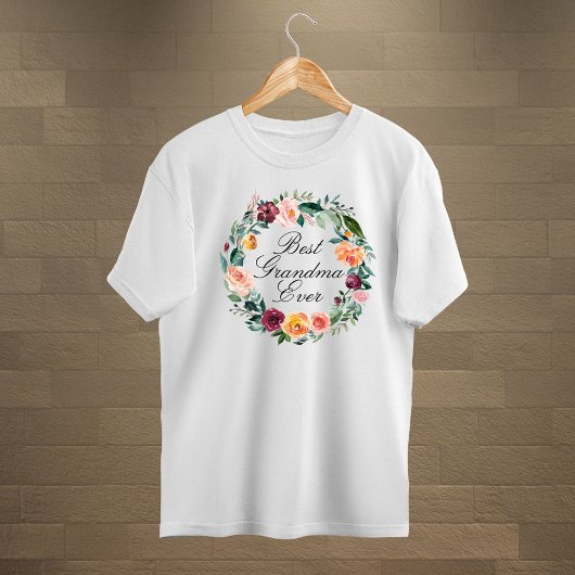 T-shirt En Tri-matière Automne Fleur Rose Fleur Floral Wreath Best Grand-