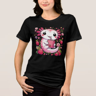 T-shirt En Tri-matière Axolotl Boire du lait de fraise japonais