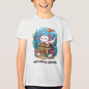 T-shirt En Tri-matière Axolotl est fièrement assis au-dessus d'un coffre