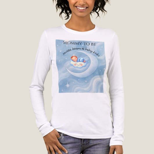 T-shirt En Tri-matière Baby Boy Douche Invitation Lune Étoiles Aquarelle (Recto)