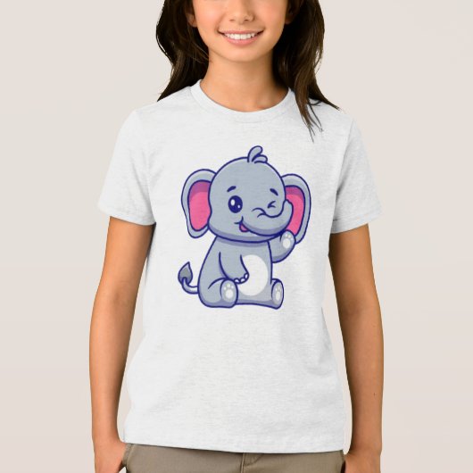 T-shirt En Tri-matière Baby Elephant Sitting Waving Hand-23800 (Recto)