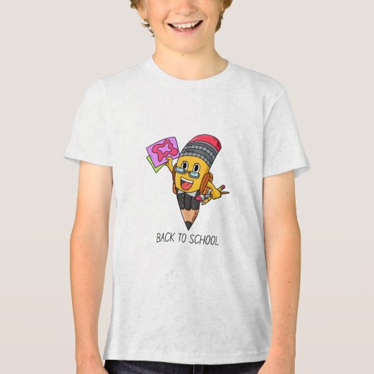 T-shirt En Tri-matière Back to School Cartoon Pencil Character Design (Recto)