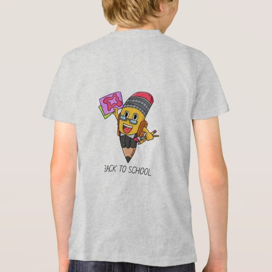 T-shirt En Tri-matière Back to School Cartoon Pencil Character Design (Verso)