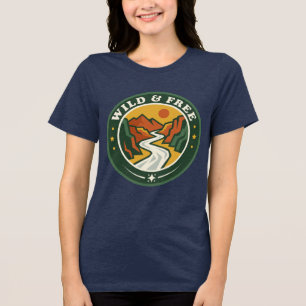 T-shirt En Tri-matière Badge Vintage Rivière Canyon de Montagne Sauvage e