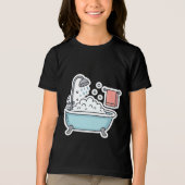 T-shirt En Tri-matière Baignoire mignonne avec bulles et serviette (Recto)