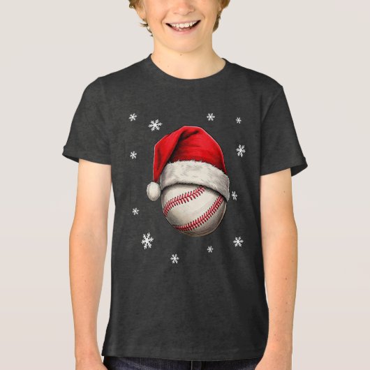 T-shirt En Tri-matière Bal de baseball Rouge Père Noël Nom du chapeau (Recto)