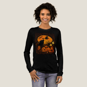 T-shirt En Tri-matière Balai de Halloween Sorcière volante et Lune