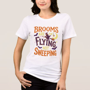 T-shirt En Tri-matière Balais Volants Balayant Sorcière De Halloween Lune