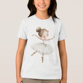 T-shirt En Tri-matière Ballerine blanche Lac des cygnes Aquarelle Étoiles