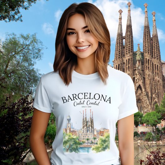 T-shirt En Tri-matière Barcelona Spain – Iconic Cathedral