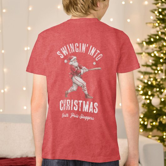 T-shirt En Tri-matière Baseball Santa Swingin' Into Christmas