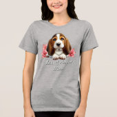 T-shirt En Tri-matière Basset Hound Chiot Avec Fleurs (Recto)