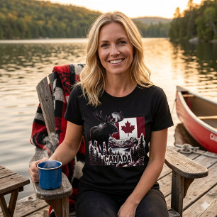 T-shirt En Tri-matière Beau Canada. Drapeau canadien. Orignal canadien.