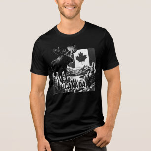 T-shirt En Tri-matière Beau Canada. Drapeau canadien. Orignal canadien.