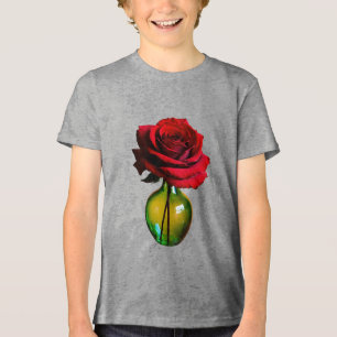T-shirt En Tri-matière Beauté audacieuse - Vase rouge et fille Rose uniqu