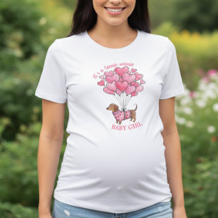 T-shirt En Tri-matière Bébé fille miniature Révélation du sexe du Teckel