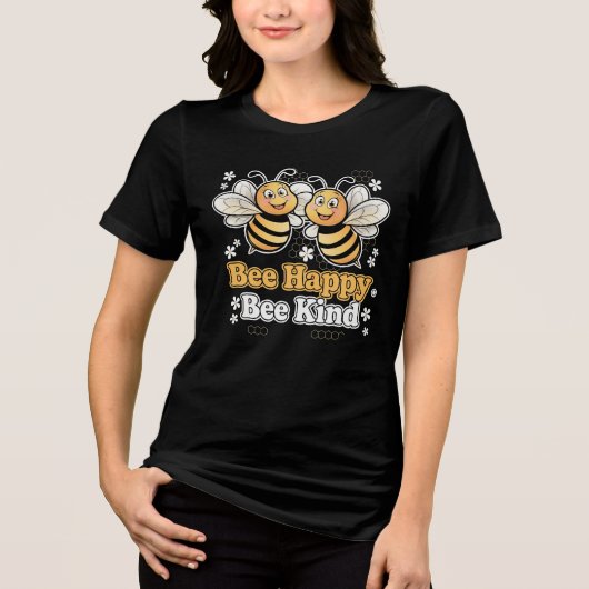 T-shirt En Tri-matière Bee Happy Bee Kind Jote Design (Recto)