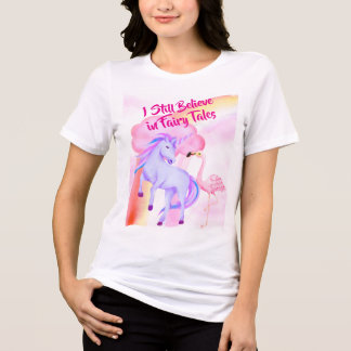 T-shirt En Tri-matière Believe in Fairytales Unicorn Rainbow Flamingo