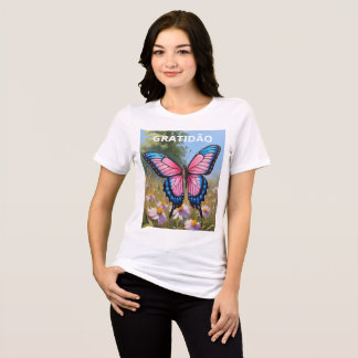 T-shirt En Tri-matière Bella+Canvas Camiseta Tri-blend feminina Borboleta