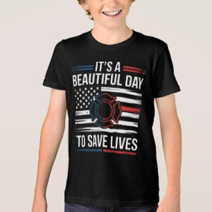 T-shirt En Tri-matière Belle Journée Pour Sauver Des Vies Pompiers PNG