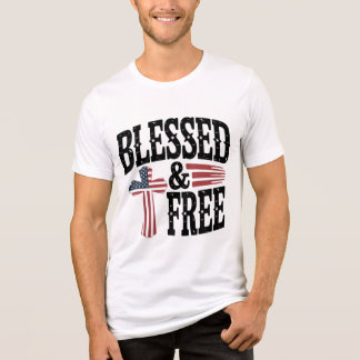 T-shirt En Tri-matière Béni et gratuit | Croix du drapeau patriotique amé