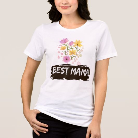 T-shirt En Tri-matière Best Mama Watercolour Flowers t shirt (Recto)