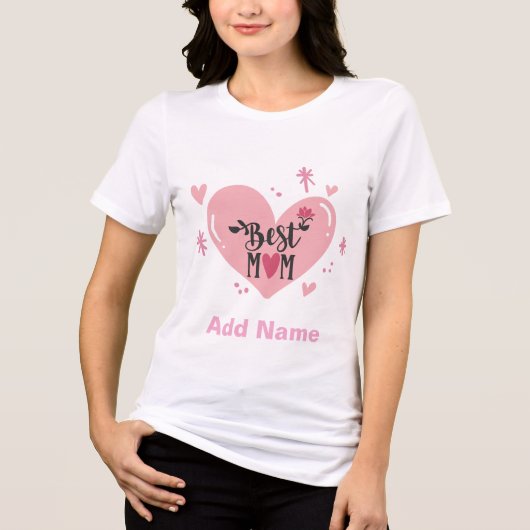 T-shirt En Tri-matière Best Mom Heart & Lotus | Cute Pink Mother's Day (Recto)