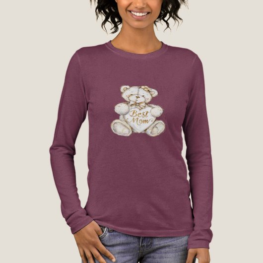 T-shirt En Tri-matière Best Mom Mother's Day Teddy Bear (Recto)